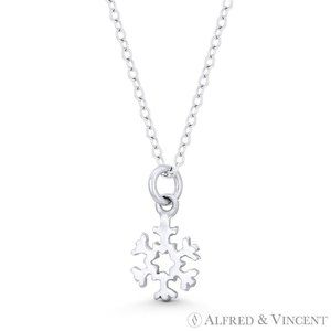 Tiny Snowflake Winter Holiday Charm Pendant in .925 Sterling Silver